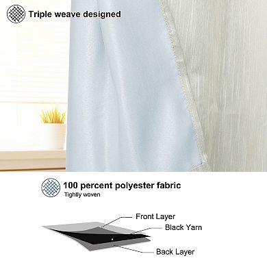 2 Panels Kitchen Linen Look Blackout Curtains 52"x36"