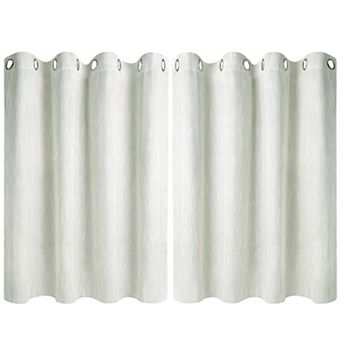 2 Panels Kitchen Linen Look Blackout Curtains 52"x36"