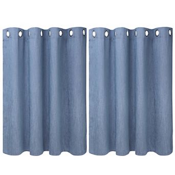 2 Panels Kitchen Linen Look Blackout Curtains 52"x36"