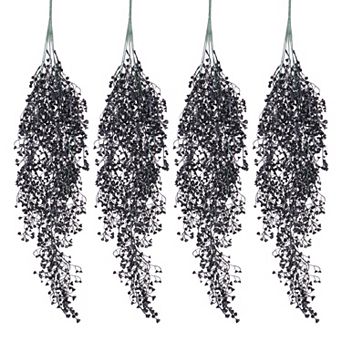 4 pc Artificial Hanging Plants Fake Ferns Hanging Vines For Home Black