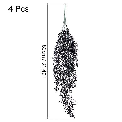 4 Pcs Artificial Hanging Plants Fake Ferns Hanging Vines For Home Black