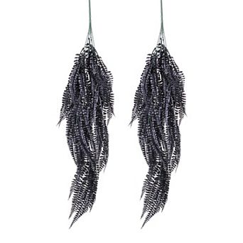 2 pc Artificial Hanging Plants Fake Ferns Hanging Vines For Home Garden Black