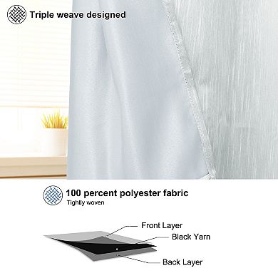 2 Panels Kitchen Linen Look Blackout Curtains 29"x36"