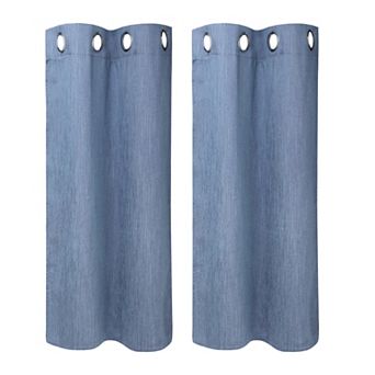 2 Panels Kitchen Linen Look Blackout Curtains 29"x36"