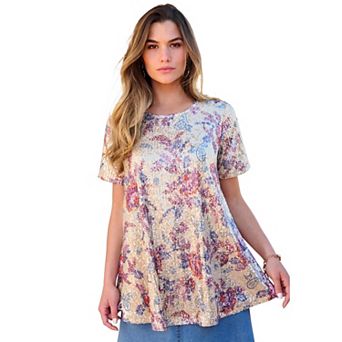 Roaman's Women's Plus Size Sequined Swing Tee