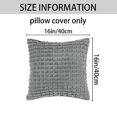 Checked Faux Fur Plush Throw Pillow Covers Solid Soft Fuzzy Cozy Pillowcases
