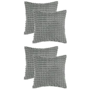 Checked Faux Fur Plush Throw Pillow Covers Solid Soft Fuzzy Cozy Pillowcases