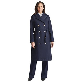 Jessica London Women's Plus Size Refined Denim Trench Coat