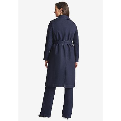 Jessica London Women's Plus Size Refined Denim Trench Coat