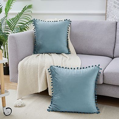 Fringe Pom Poms Decorative Throw Pillow Covers Cushion Pillow Cases Room 18" X 18"