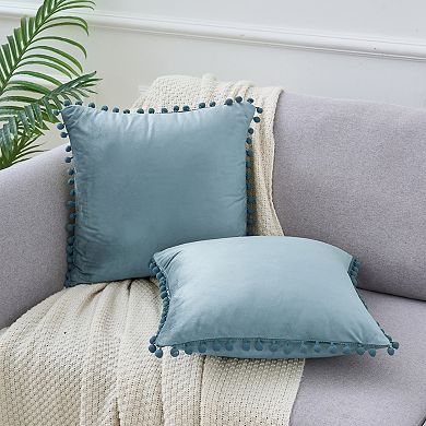 Fringe Pom Poms Decorative Throw Pillow Covers Cushion Pillow Cases Room 18" X 18"