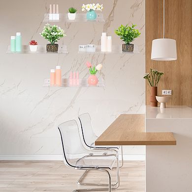 Acrylic Floating Shelves Clear Shelves For Bathroom Bedroom Living Room Wall Display Shelf 4 Pack