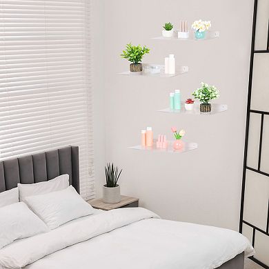 Acrylic Floating Shelves Clear Shelves For Bathroom Bedroom Living Room Wall Display Shelf 4 Pack