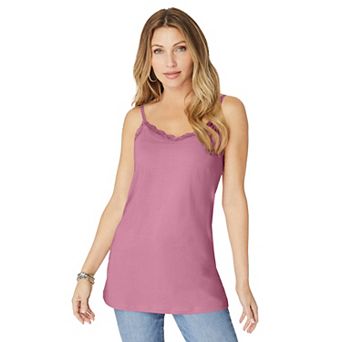 Roaman's Women's Plus Size Lace Trim Bra Cami