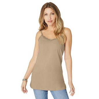 Roaman's Women's Plus Size Lace Trim Bra Cami