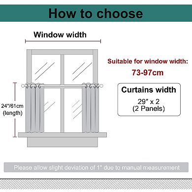 2 Panels Kitchen Linen Look Blackout Curtains 29"x24"