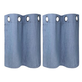 2 Panels Kitchen Linen Look Blackout Curtains 29"x24"