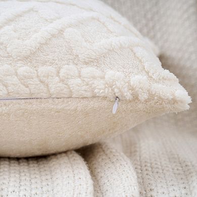 Short Plush Throw Solid Striped Soft Pillow Covers 12" X 20"