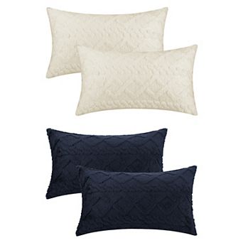 Short Plush Throw Solid Striped Soft Pillow Covers 12" X 20"