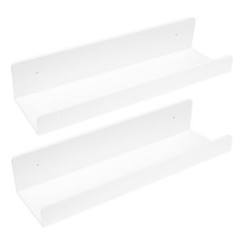 Acrylic Floating Shelves For Wall, Shelves For Bathroom Bedroom Wall Display Shelf White 2 Pack