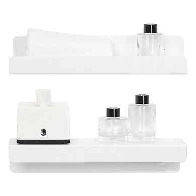 Acrylic Floating Shelves For Wall, Shelves For Bathroom Bedroom Wall Display Shelf White 2 Pack