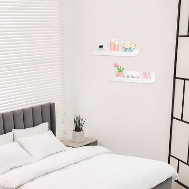 Acrylic Floating Shelves For Wall, Shelves For Bathroom Bedroom Wall Display Shelf White 2 Pack