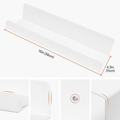 Acrylic Floating Shelves For Wall, Shelves For Bathroom Bedroom Wall Display Shelf White 2 Pack