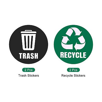 Recycle Sticker Trash Can Bin Labels 5" Recycling Vinyl For Home Kitchen, Green And Black, 4 Pack