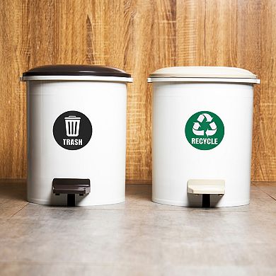 Recycle Sticker Trash Can Bin Labels 5" Recycling Vinyl For Home Kitchen, Green And Black, 4 Pack