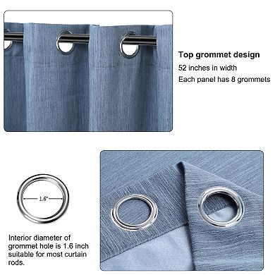 2 Panels Bedroom Linen Look Blackout Curtains 52" X 95"