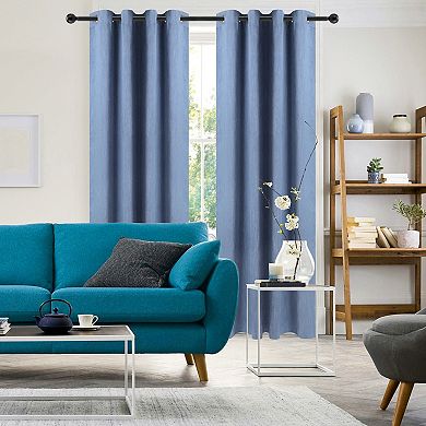 2 Panels Bedroom Linen Look Blackout Curtains 52" X 95"