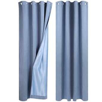2 Panels Bedroom Linen Look Blackout Curtains 52" X 95"