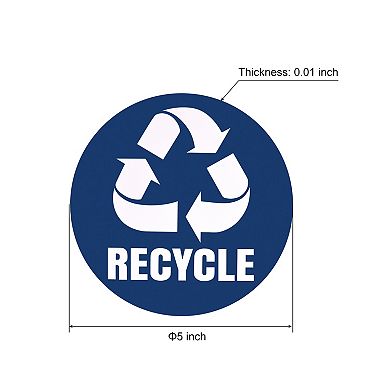 Recycle Sticker Trash Can Bin Labels 5" Recycling Vinyl For Home Kitchen, 6 Pack