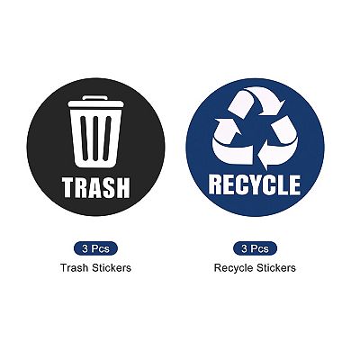 Recycle Sticker Trash Can Bin Labels 5" Recycling Vinyl For Home Kitchen, 6 Pack