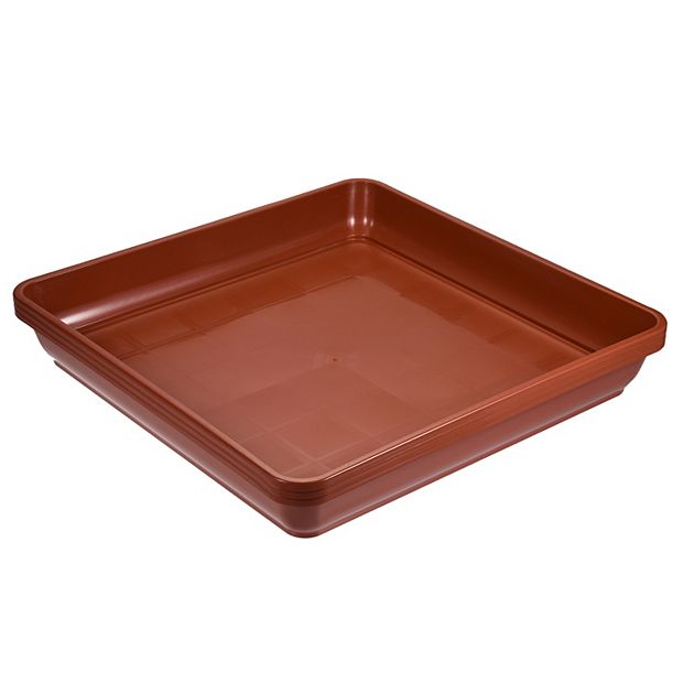Plant Pot Saucer 16" Plastic Square Flower Drip Tray For Indoor Outdoor,  Red Pack Of 3