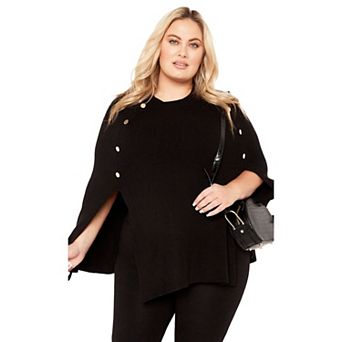 Avenue Women's Plus Size Olivia Button Cape