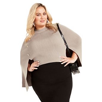 Avenue Women's Plus Size Olivia Button Cape