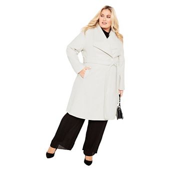 Avenue Women's Plus Size Isla Wrap Waist Tie Coat