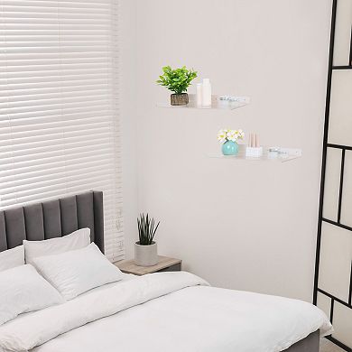 Acrylic Floating Shelves Clear Shelves For Bathroom Bedroom Wall Mounted Display Shelf 2 Pack
