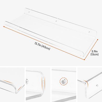 Acrylic Floating Shelves Clear Shelves For Bathroom Bedroom Wall Mounted Display Shelf 2 Pack