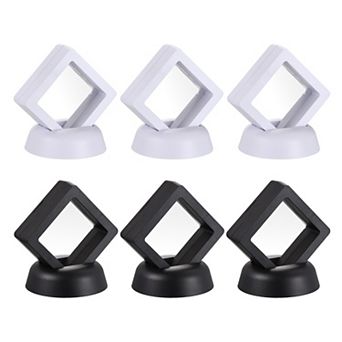 Floating Thin Film Display Box With Base 5cm X 5cm X 2cm White Black Pack Of 10