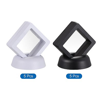 Floating Thin Film Display Box With Base 5cm X 5cm X 2cm White Black Pack Of 10