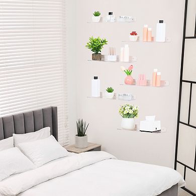 Acrylic Floating Shelves Clear Shelves For Bathroom Bedroom Storage And Organization Clear 6 Pack