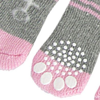 Pink Gray Nonslip Warm Knitted Socks Bootie For Pet Dog