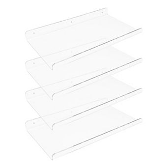 Acrylic Floating Shelves Clear Shelves For Bathroom Bedroom Wall Display Shelf 4 Pack
