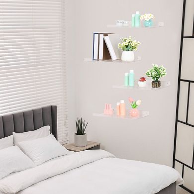 Acrylic Floating Shelves Clear Shelves For Bathroom Bedroom Wall Display Shelf 4 Pack