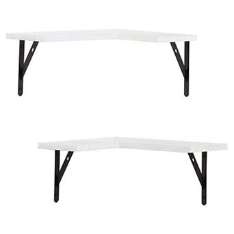 Wood Floating Shelves Set Of 2, Wall Mounted Shelves For Bathroom And Kitchen Wall Decor