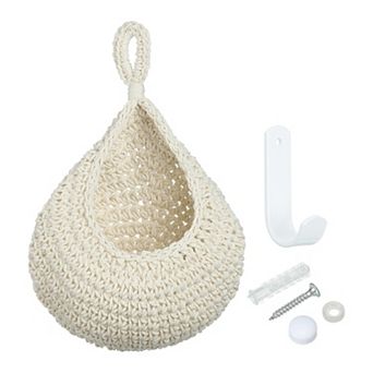 Medium Size Teardrop Home Decor Storage Hand-woven Wall Hanging Basket For Garlic Potato