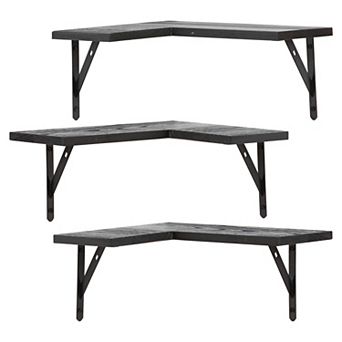 Wood Floating Shelves Set Of 3, Wall Mounted Shelves For Bedroom, Bathroom And Kitchen Wall Decor