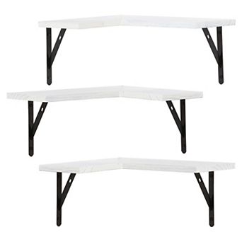 Wood Floating Shelves Set Of 3, Wall Mounted Shelves For Bedroom, Bathroom And Kitchen Wall Decor
